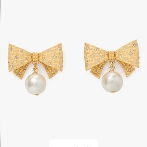 Kate Spade Wrapped In A Bow Drop Earrings, Cream/ Gold